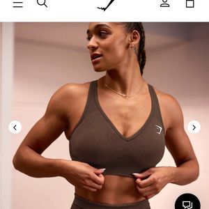 Gymshark Vital Seamless 2.0 V Neck Sports Bra - Espresso Marl